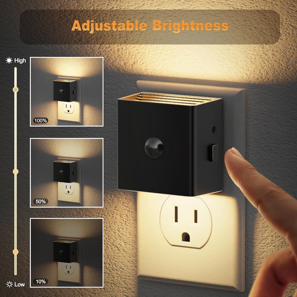 JandCase Motion Sensor Night Light, Night Lights Plug into Wall with Adjustable Brightness, Motion Activated Night Light, 3000K Warm…