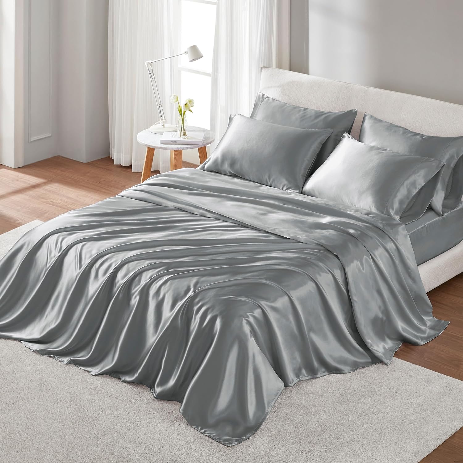Madisonpark Madison Park Essentials Queen Free Luxurious 6 Piece Sheet Set MPE20-769, Grey Grey