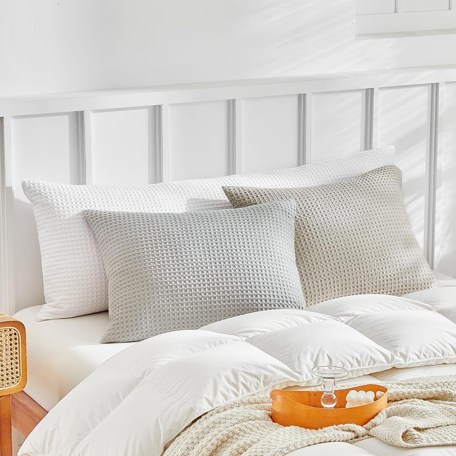 Warmdern Waffle Weave Pillowcases Body Size 1 Pack Pillow Cases Soft Microfiber Pillow Case Covers Set of 2 Boho Woven Textured Pillowcase…