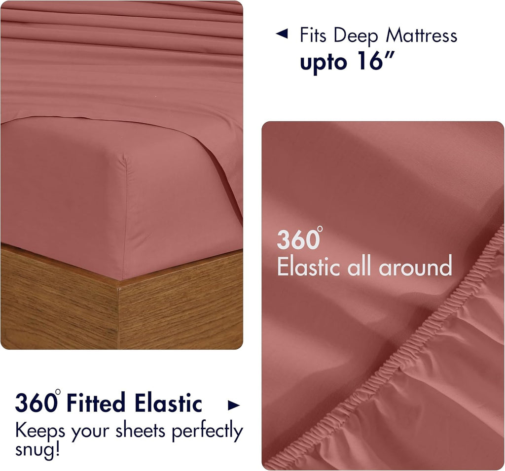 Ruvanti 100% Cotton Percale Sheets Twin Size 4 Piece Set, Cooling Bed Sheets for Hot Sleepers, Deep Pocket 16”, Breathable Lightweight & Du…