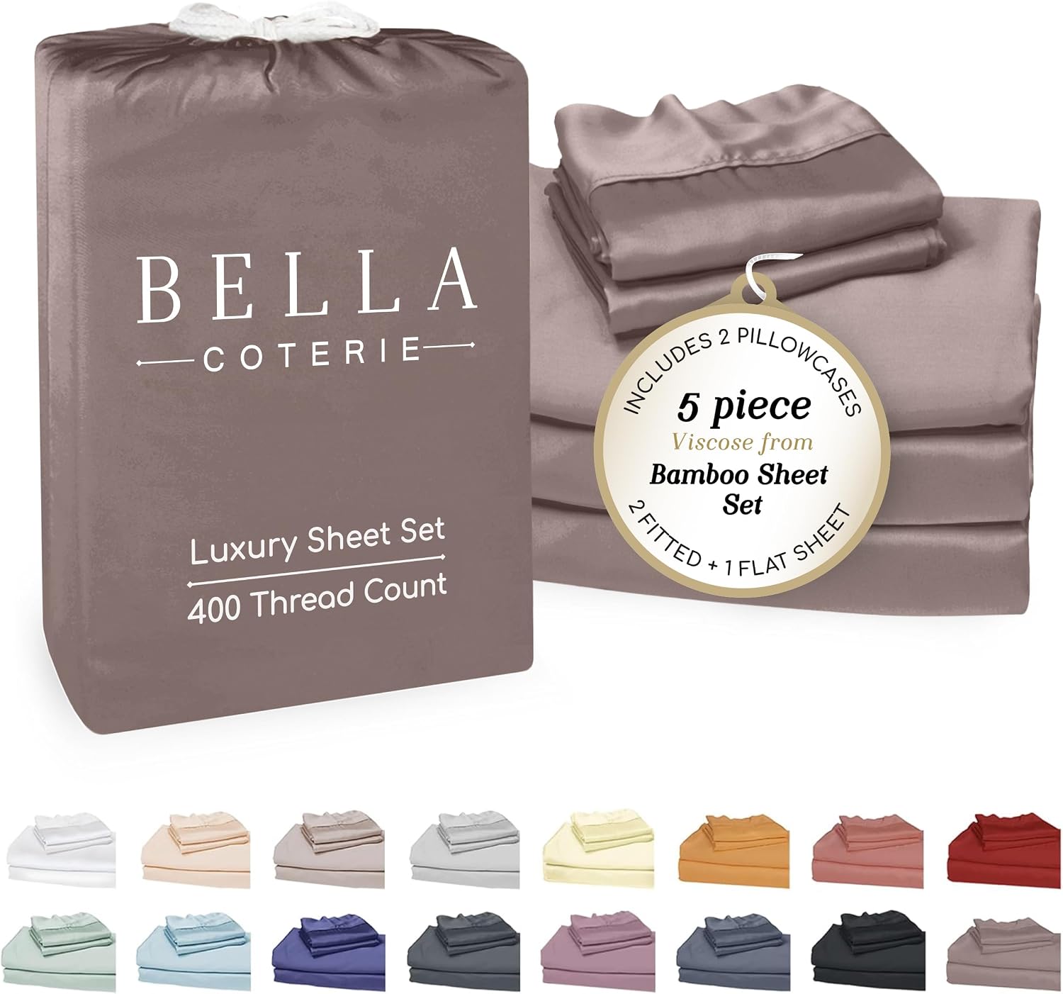 Bella Coterie Luxury Bamboo Viscose Split King Size Sheet Set | 2 Fitted Sheets for Sleep Number & Adjustable Beds | 100% Organically…