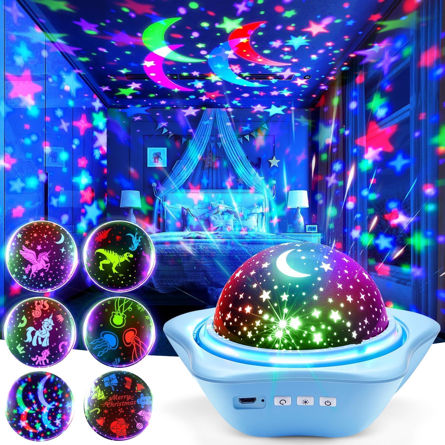 One Fire Night Light for Kids Toys,6 Films+78 Lighting Modes Star Projector, Rechargeable Night Light Projector,360°Rotion Star Lights for…