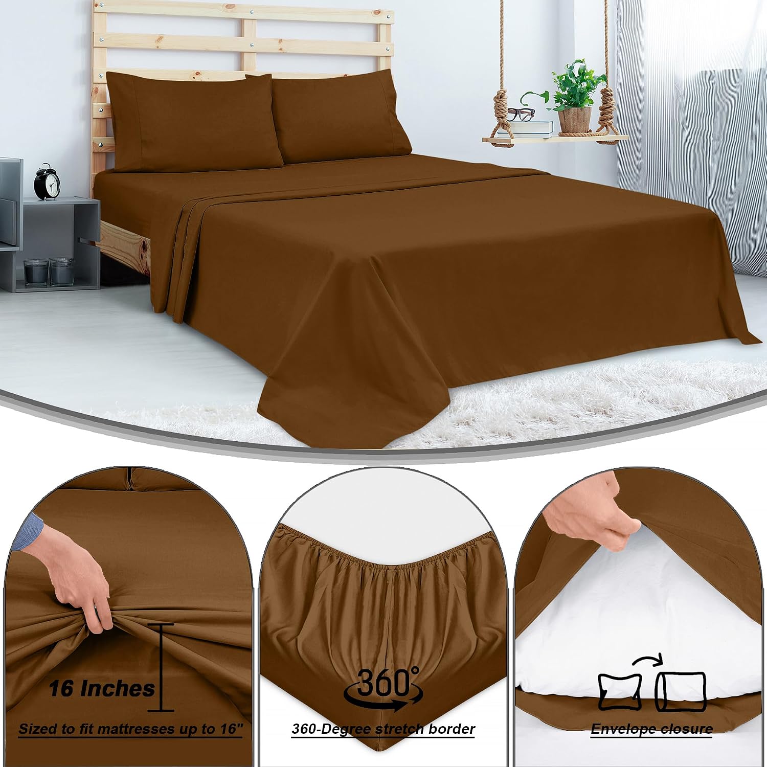 Royalelinens ROYALE LINENS 300 Thread Count 100% Long Staple Combed Cotton Sheet Set - 4 Piece Full Bed Sheets - 1 Fitted, 1 Flat, 2 Pillow…