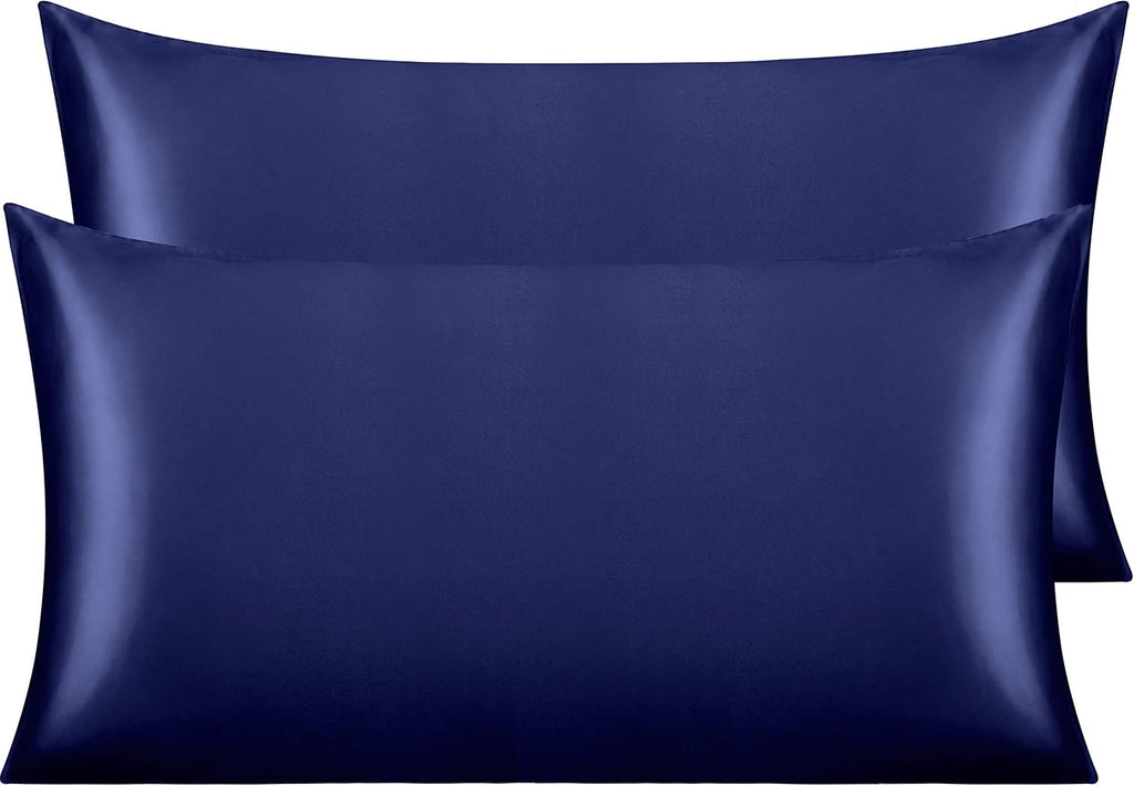 Ntbay 2 Pack Satin King Pillowcases for Hair and Skin, Luxurious and Silky Pillow Cases with Envelope Closure, 20x40 Inches, Navy Blue 2 Pa…