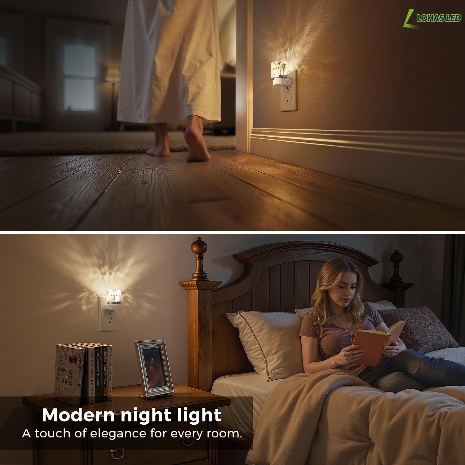 L LOHAS LED Night Light, 2 Pack Night Lights Plug into Wall, 3000K Soft Light LED NightLights, Built in Dusk to Dawn Sensor for Hallway…