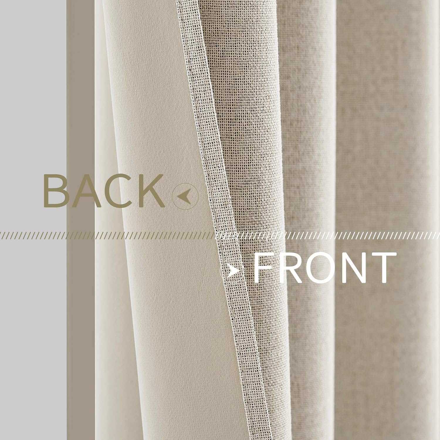 Miulee 100% Blackout Linen Textured Curtains for Bedroom Solid Thermal Insulated Cream Grommet Room Darkening Curtains & Drapes Luxury Deco…