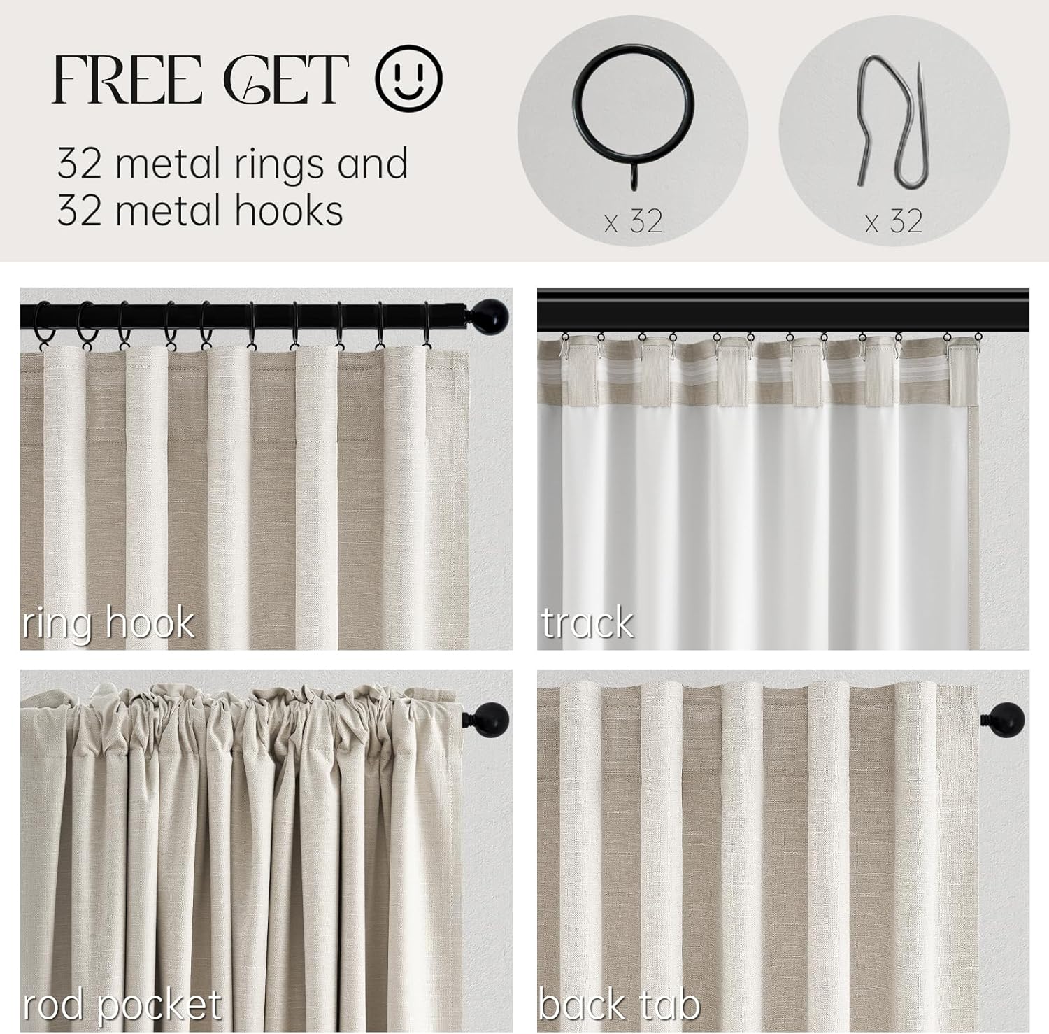 Topfinel 78 Inch Long Linen Blackout Curtains 2 Panels Set for Bedroom Back Tab Rod Pocket Pleated Boho Farmhouse Room Darkening Curtains f…