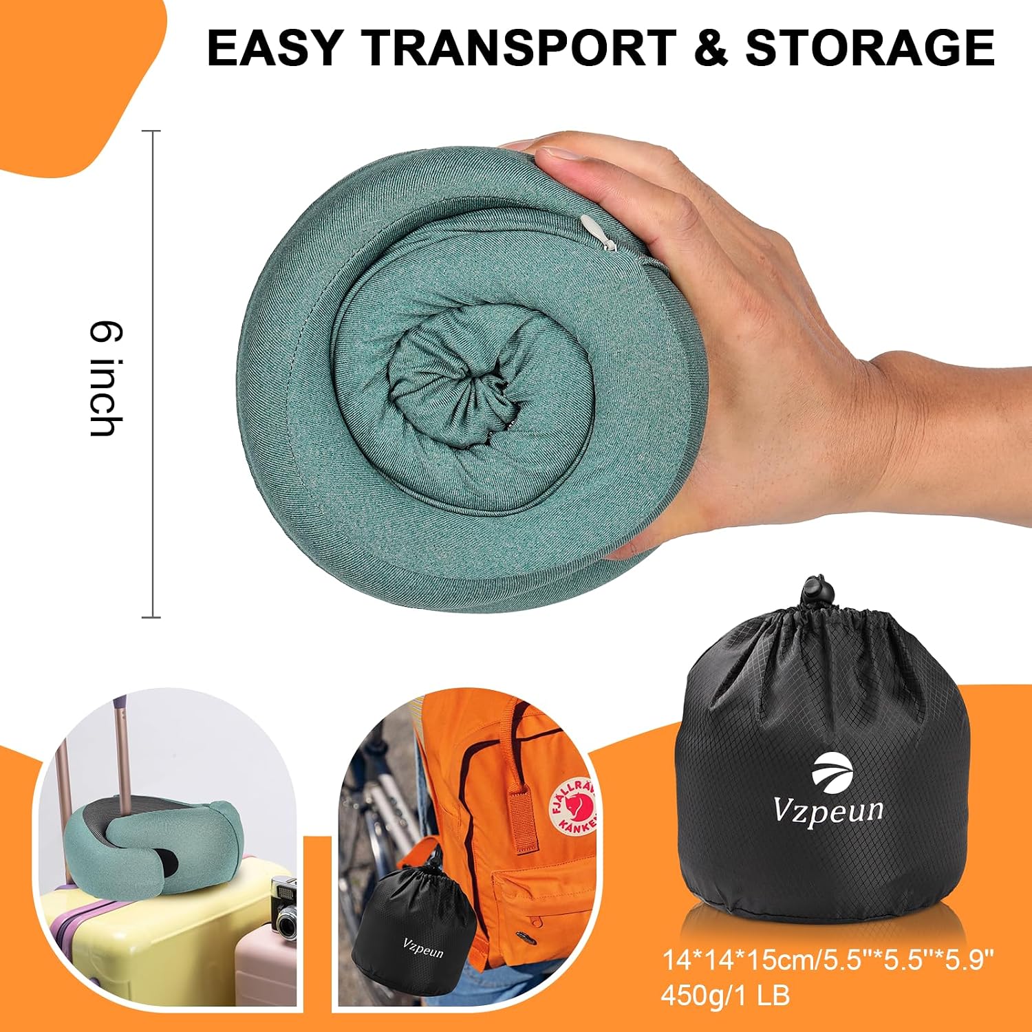 Vzpeun Travel Pillow - Hooded Neck Pillow Airplane Memory Foam Filling for Plane, Office, Cars Sleeping, Road Trip, Long Flights, Airplane…