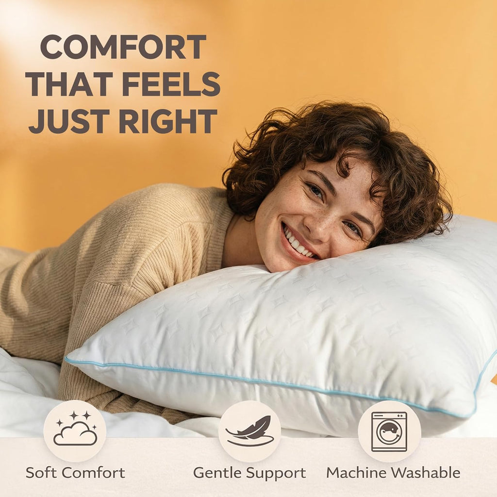 Pillows Queen Size Set of 2 – Queen Bed Pillows for Sleeping, Down Alternative Pillows, Supportive Comfort, Hotel Style, Machine…