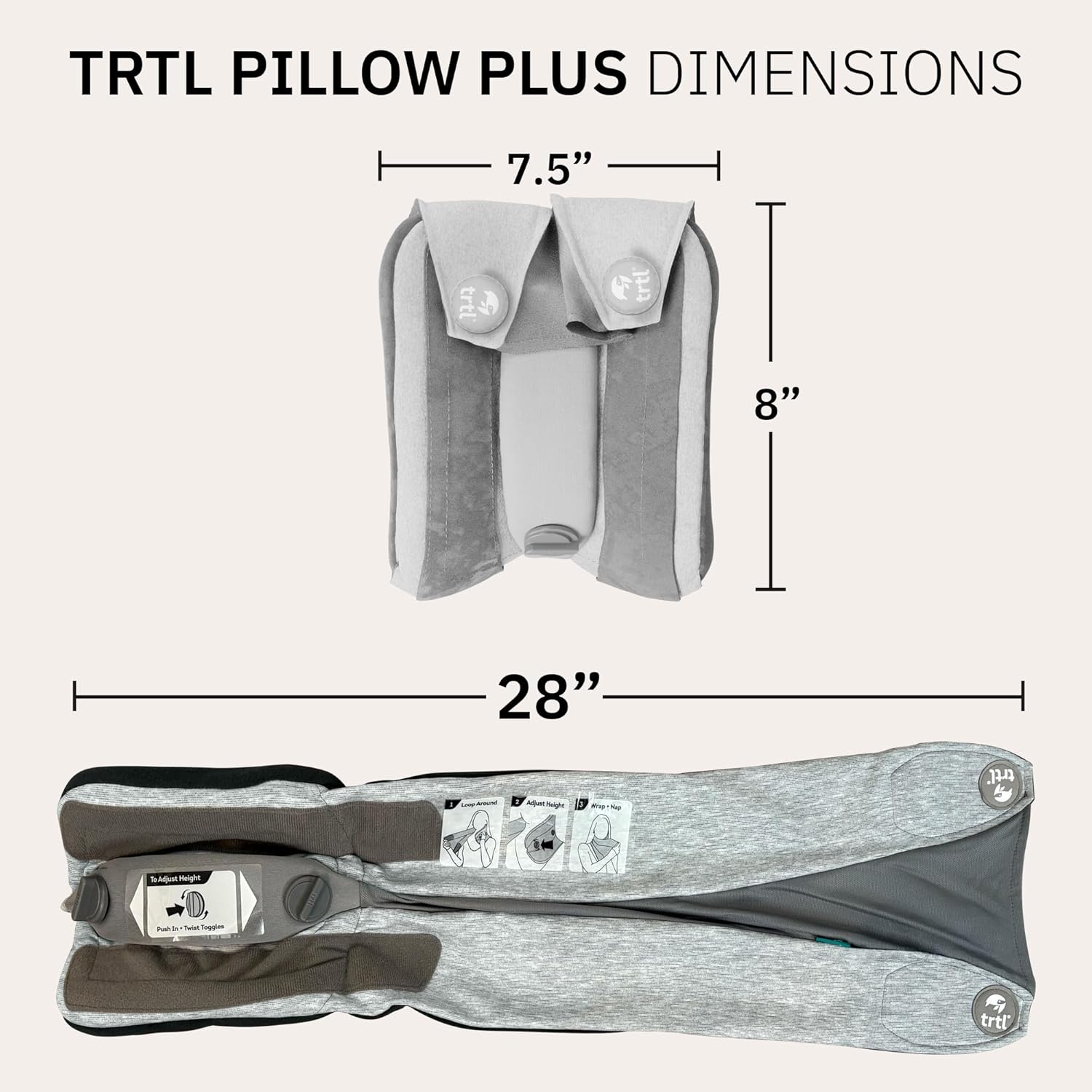 trtl Pillow Plus - Airplane Neck Pillow for Traveling - Height-Adjustable, Breathable Travel Pillow for Head and Neck Support While on…
