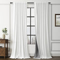 Guken Off White 100% Blackout Linen Curtains for Bedroom 108 Inches Long 2 Panels Room Darkening Farmhouse Nature Back Tab Hook Belt Home D…