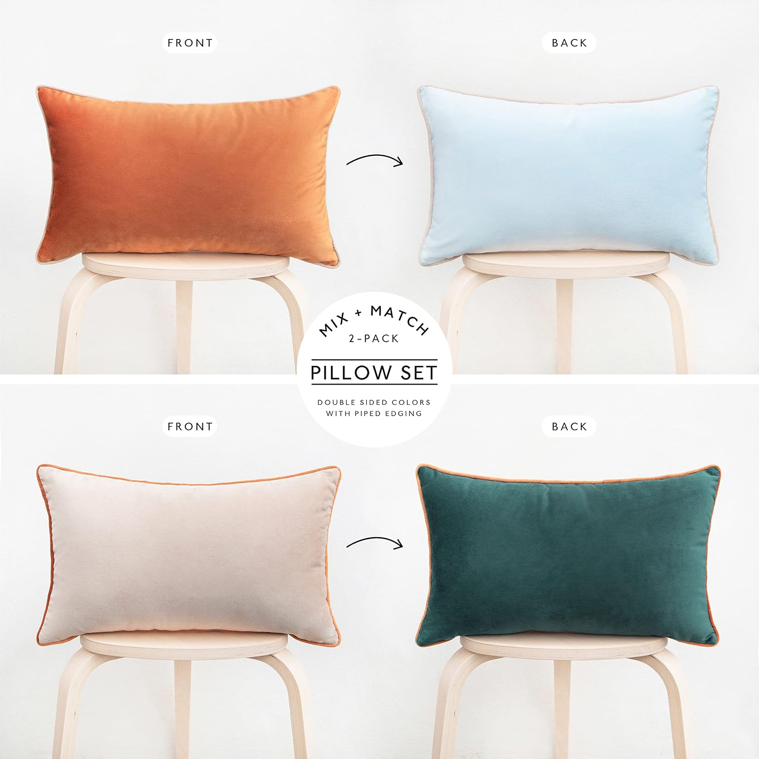 MONDAY MOOSE Decorative Throw Pillow Covers Cushion Cases, Set of 2 Soft Velvet Modern Double-Sided Designs, Mix and Match for Home…