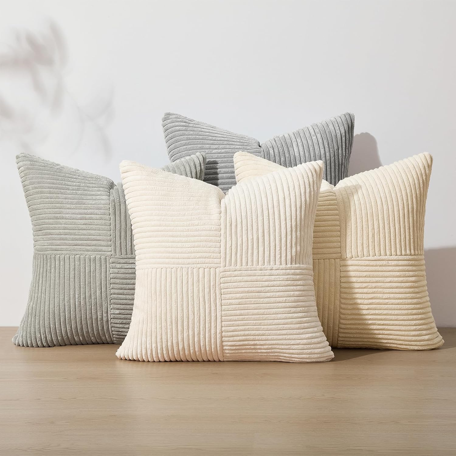 Topfinel Decorative Neutral Throw Pillow Covers for Couch, Boho Cozy Soft Cushion Covers Set of 4 with Corduroy, Accent Pillowcases for Sofa,…