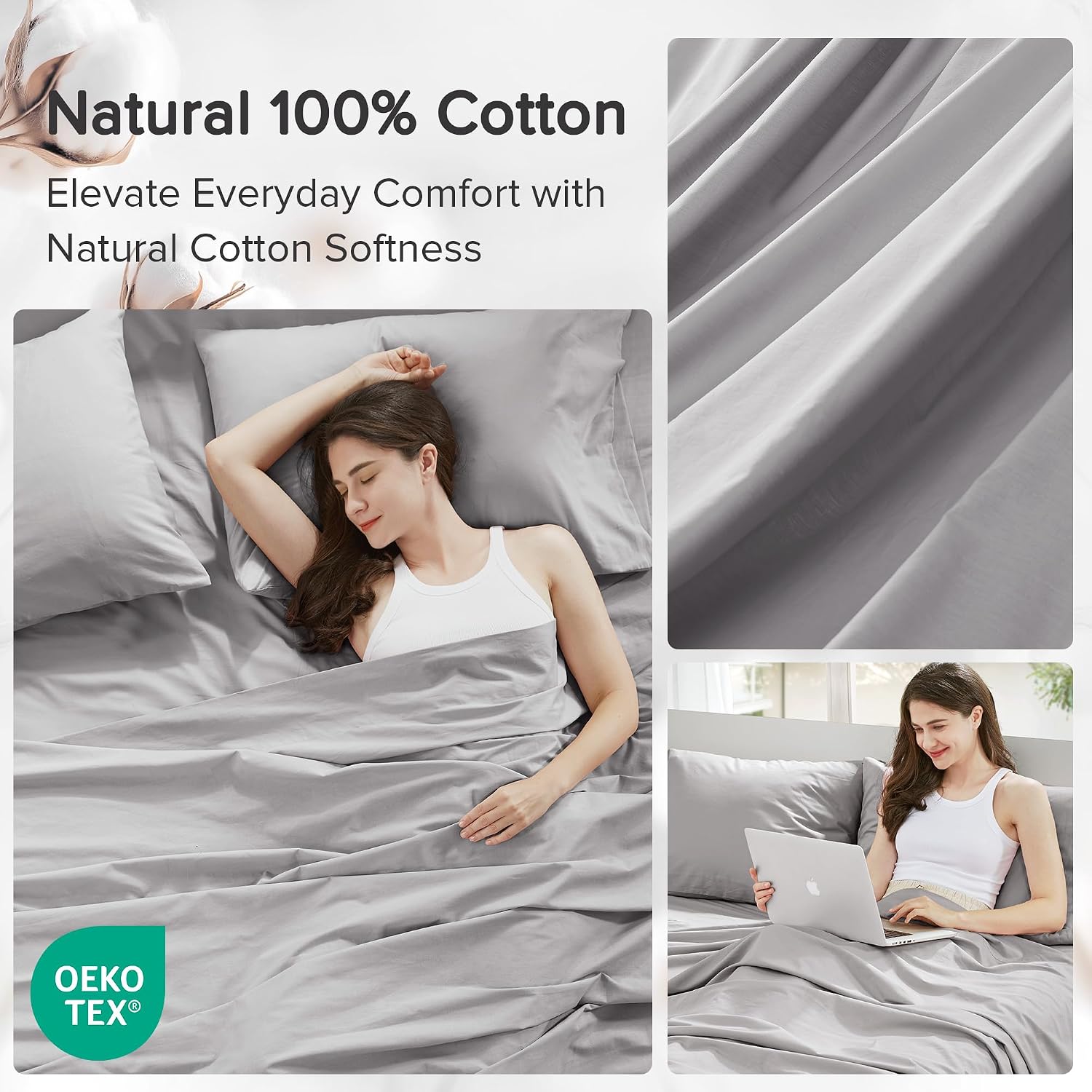 ComfortSpaces Comfort Spaces 100% Cotton Sheet Set Breathable, Lightweight, Soft with 12" Elastic Pocket Fits up to 14" Mattress, All Seaso…