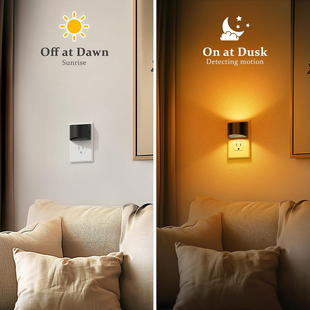 JandCase Night Light, Modern Night Lights Plug into Wall,2 Pack Dusk to Dawn Sensor Nightlight, Amber Brightness Adjustable Nightlight for…