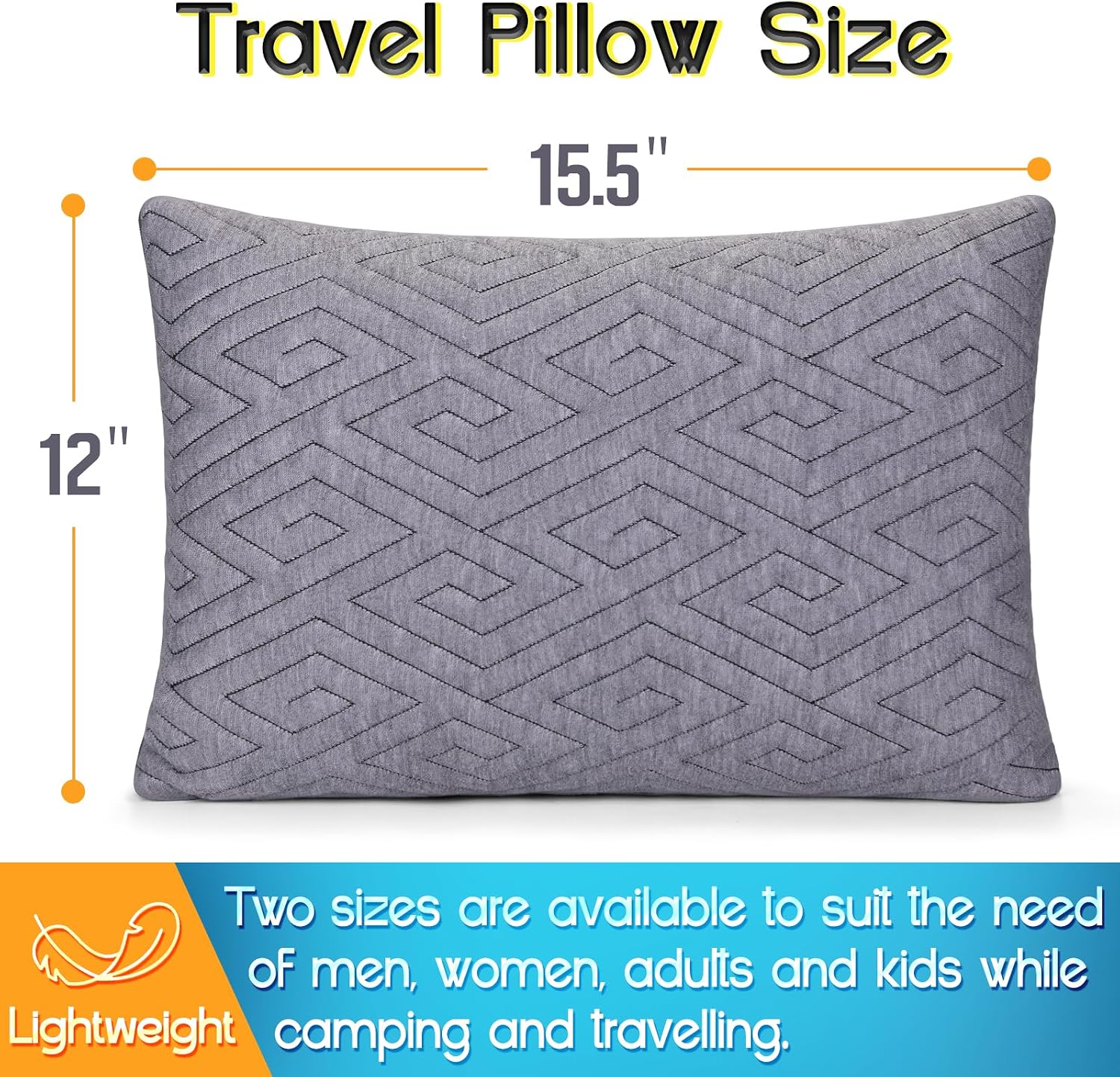 1 MIDDLE ONE Travel Pillow for Sleeping Camping, Memory Foam Small Pillow with Breathable Cover for Backpacking, Airplane, Car (15.5 X 12…