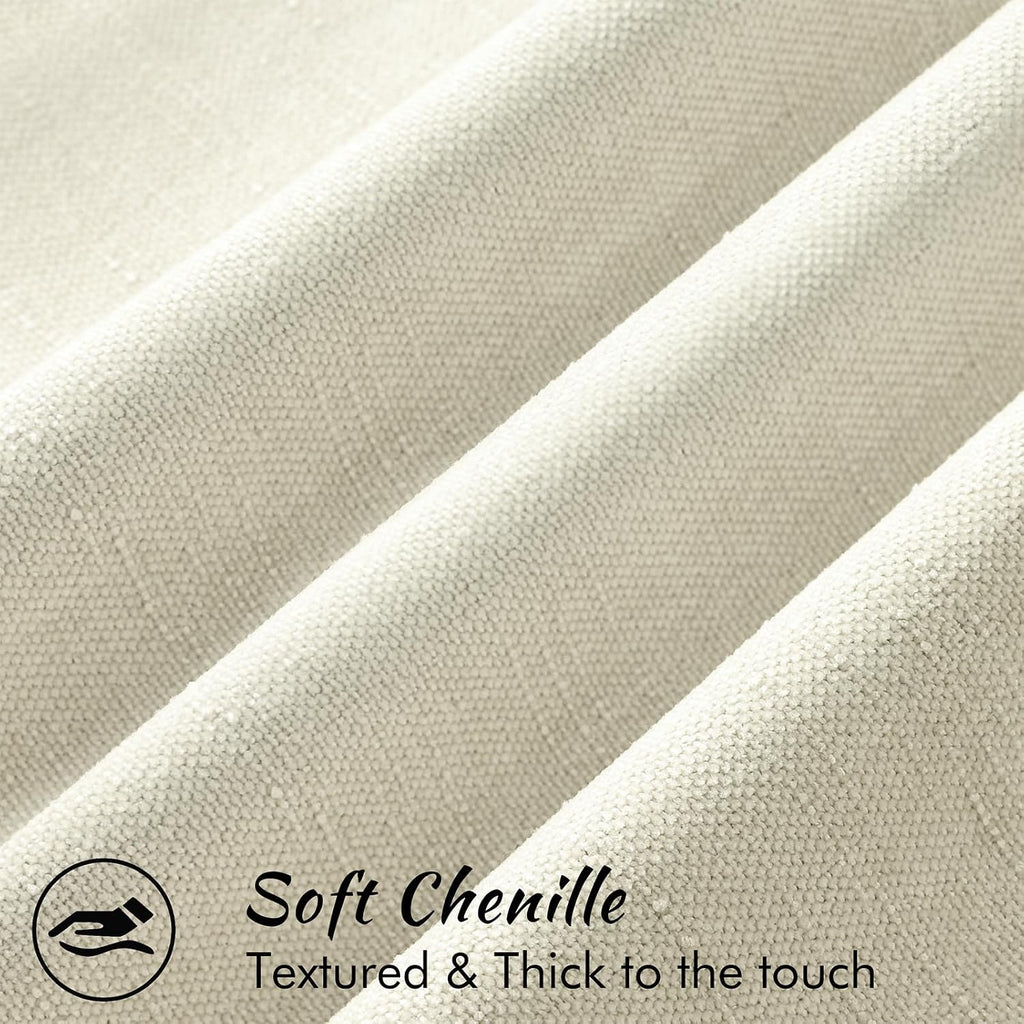 decorUhome Chenille Throw Pillow Covers 20x20 Set of 2, Square Decorative Pillow Covers with Zipper for Couch, Sofa, Living Room, Ivory