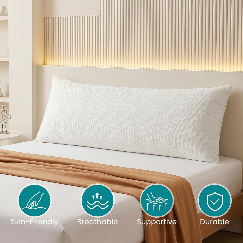 Oubonun Full Body Pillow for Adults, Soft and Fluffy Large Body Pillow for Sleeping, Premium Long Bed Pillow for Side Sleepers(20x54, Cream)