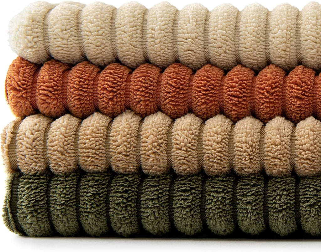 Miulee Rust-Olive Green Decorative Throw Pillow Covers 16x16 Inch Set of 4 Boho Color-Clash Cushion Cases Farmhouse Pillow Cases Corduroy S…