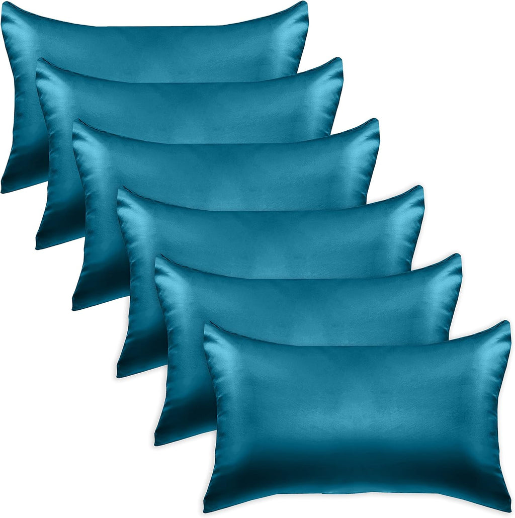 Elegantcomfort Elegant Comfort 6-Pack Cooling Viscose Satin Pillowcase Set with Hidden Zipper Closure, Silky Smooth for Hair and fabric…