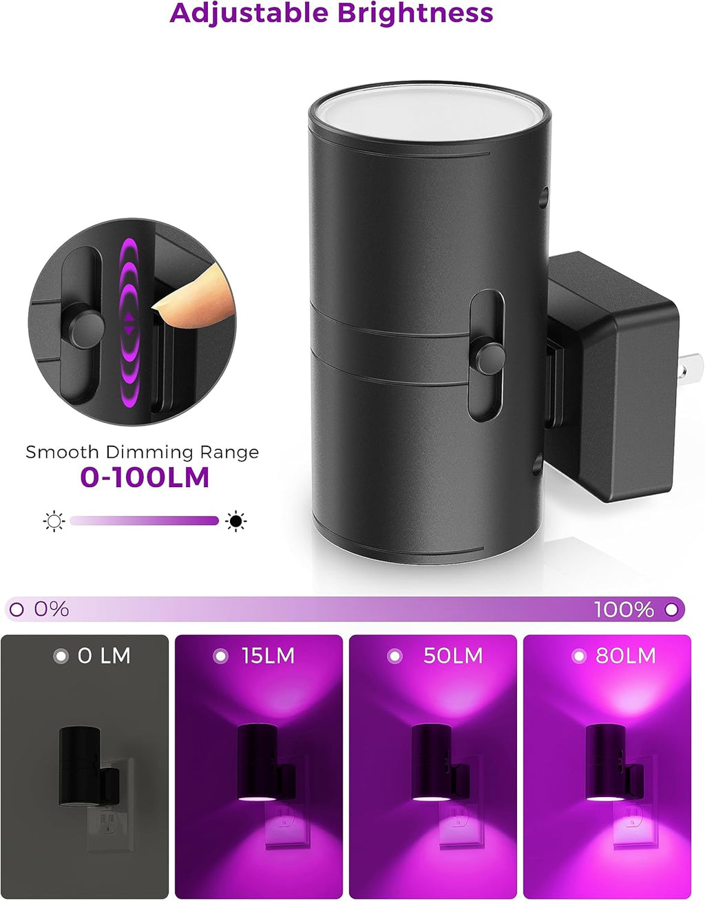L LOHAS LED Purple Night Light, Purple Lights, Night Lights Plug into Wall with Light Sensor, 0-100LM Dimmable Night Lights Decorative…