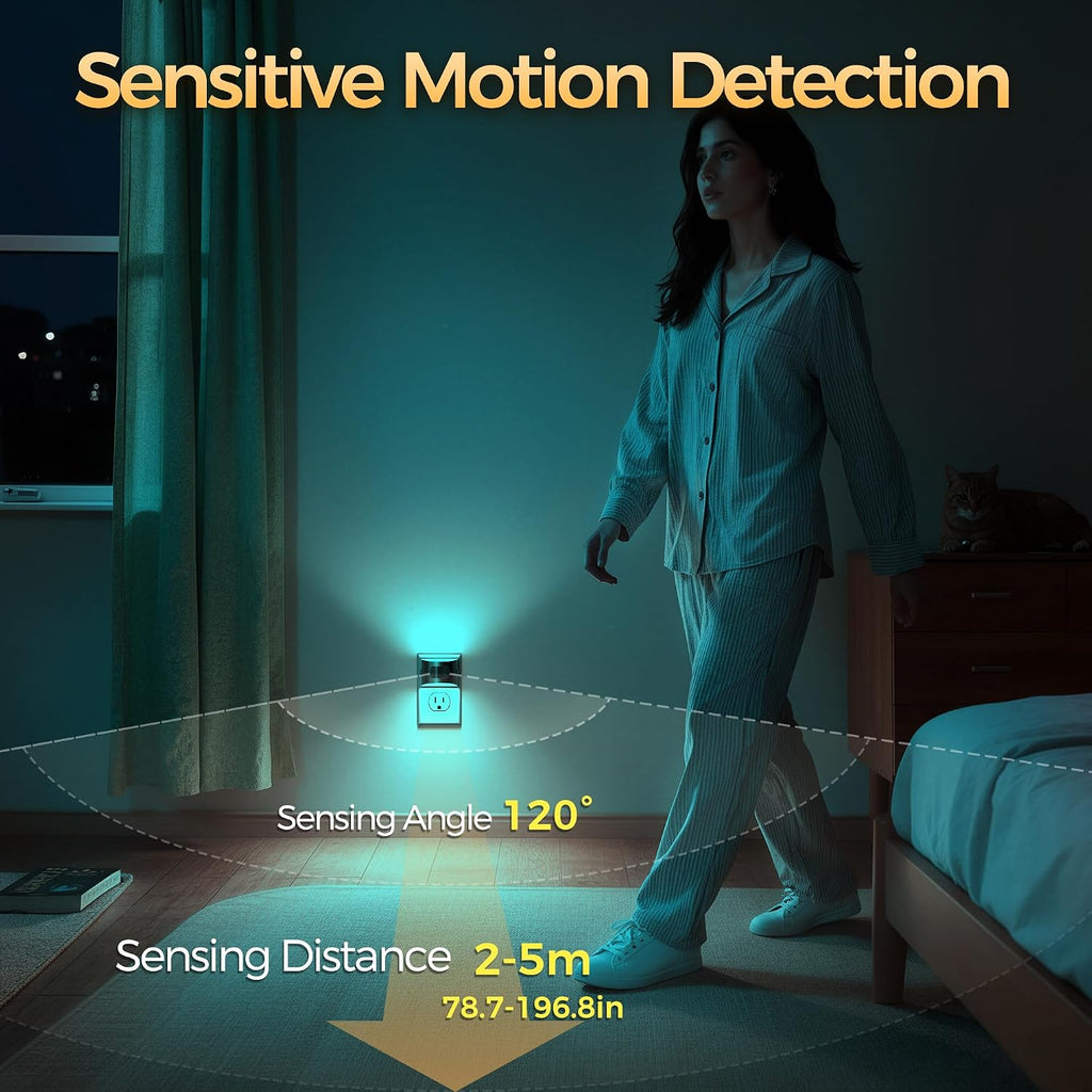 DORESshop LED Night Light[4 Pack], Night Lights Plug into Wall, 8-Color RGB LED Nightlight with Motion Sensor, Dusk to Dawn Sensor…