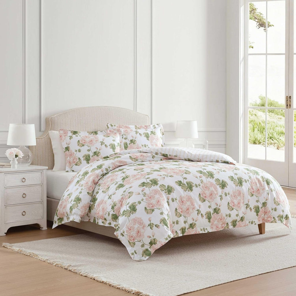 MarthaStewart Martha Stewart - Queen Duvet Cover Set, 100% Smooth & Silky Sateen Cotton Bedding, 3 Piece Floral Bedding with Matching Pillo…