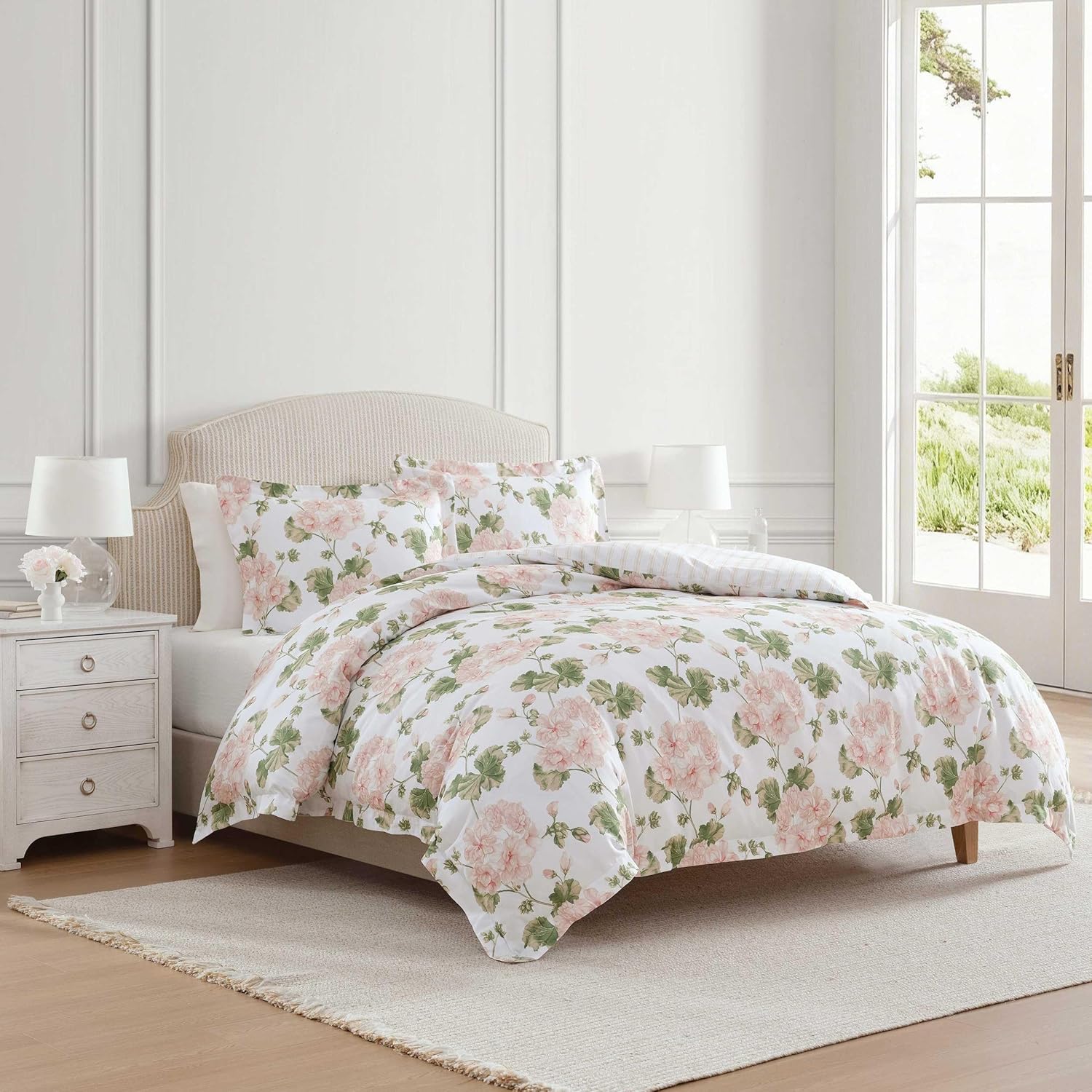 MarthaStewart Martha Stewart - Queen Duvet Cover Set, 100% Smooth & Silky Sateen Cotton Bedding, 3 Piece Floral Bedding with Matching Pillo…