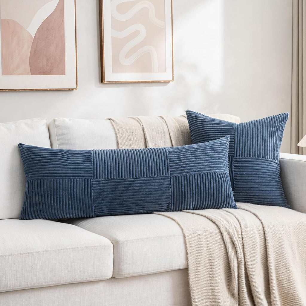 Fancy Homi 2 Packs Dusty Blue Decorative Throw Pillow Covers 18x18 Inch for Living Room Couch Bed, Farmhouse Boho Home Decor, Soft Corss…