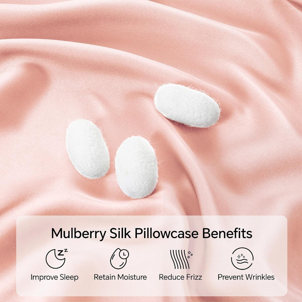 Infiixso Mulberry Silk Pillowcase for Hair and Skin, Silk Pillow Cases Queen Size with Hidden Zipper 20x30 Inches, Extraordinary Smooth and…