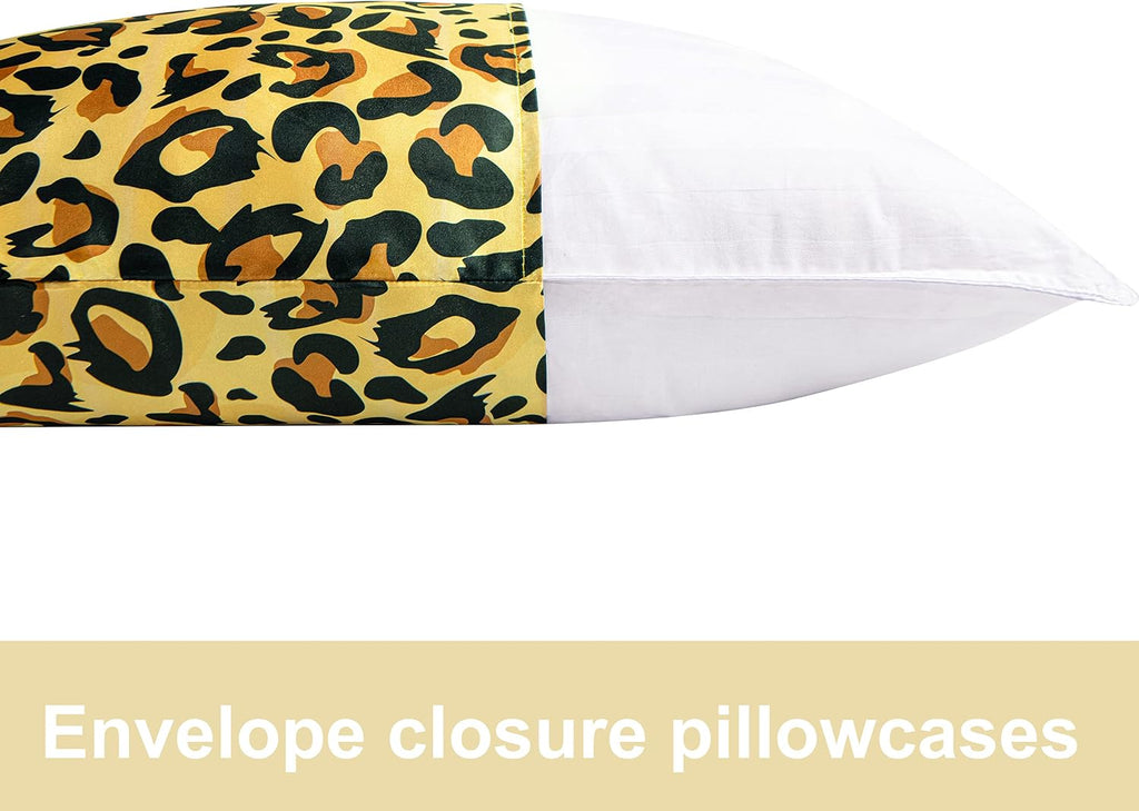 Ntbay 2 Pack Satin King Pillowcases for Hair and Skin, Luxurious and Silky Leopard Printed Pillow Cases with Envelope Closure, 20x36 Inches…
