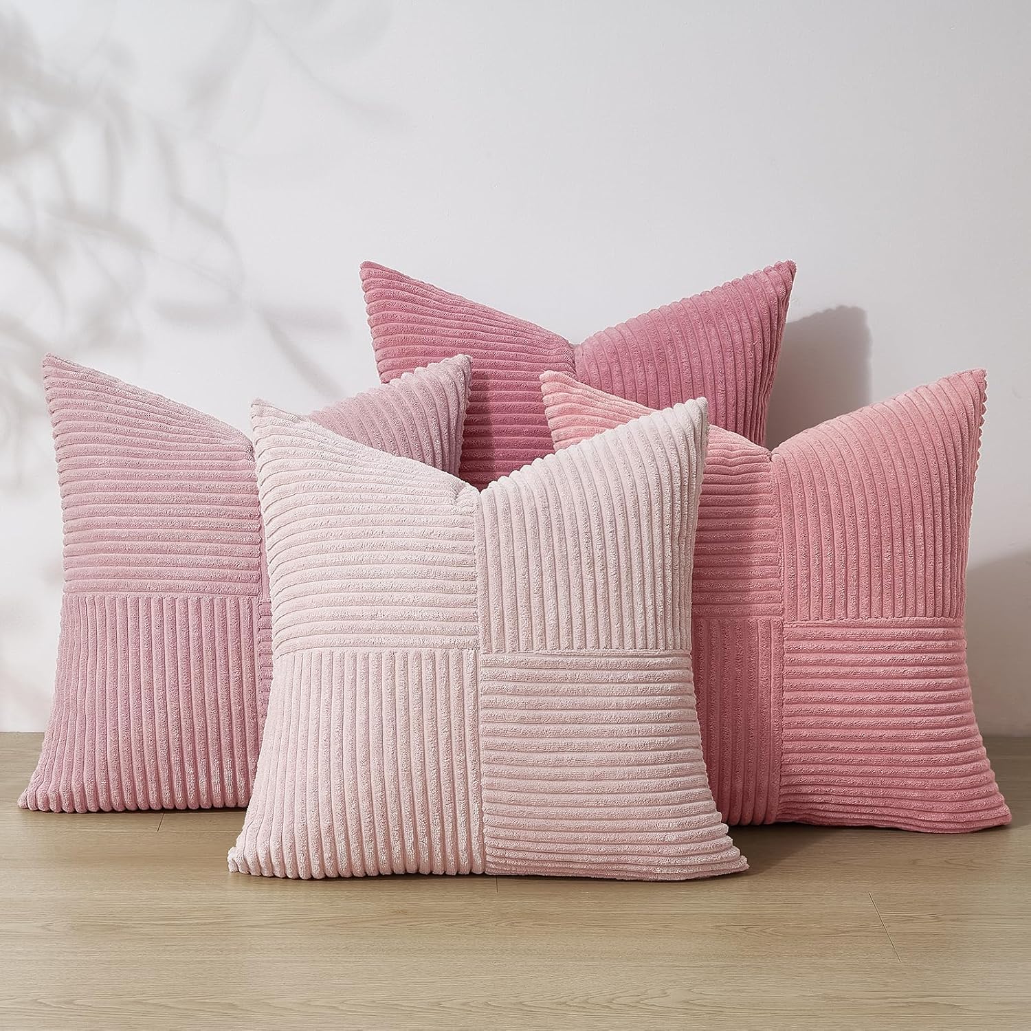 Topfinel BlushPink Throw Pillow Covers 20x20 Set of 4, Baby Pink Boho Soft Corduroy Home Decor Cushion Cases for Couch, Living Room, Bedroom, S…