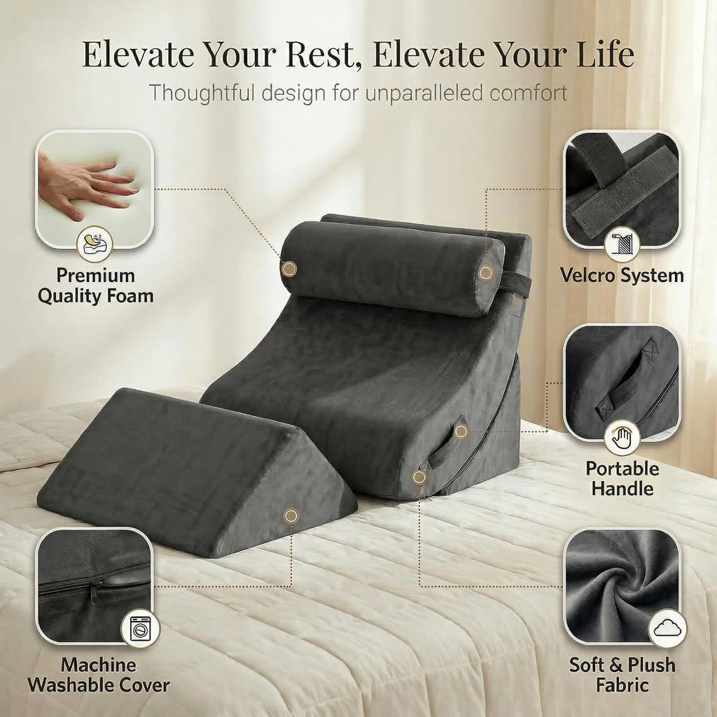 Axelrod Orthopedic Bed Wedge Pillow Set, Post Surgery Foam for Back, Neck and Leg Comfortable & Adjustable Ortho Pillows- Anti Snoring, Hea…
