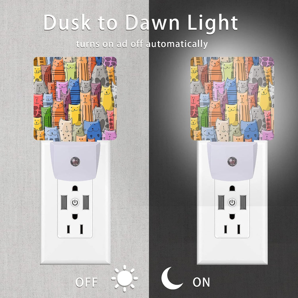 Funny Cat Night Light, Funny Cats Family Plug-in Night Lights with Dusk-to-Dawn Sensor for Stairway/Hallway/Bedroom Sleep Friendly lamp…