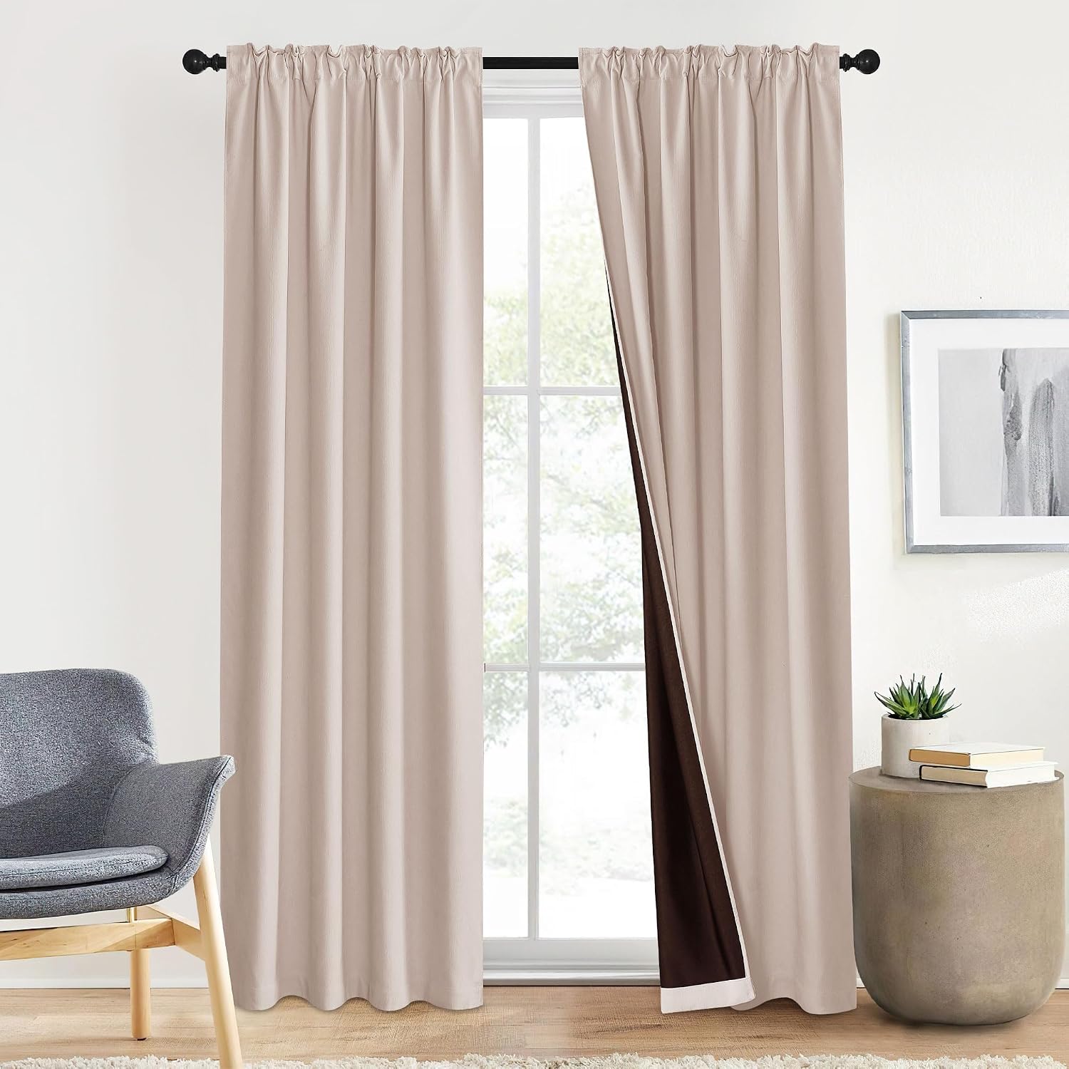 Nicetown Pink Chenille Room Darkening Thermal Insulated Curtains 84 Inch Long for Girls Bedroom, Thermal Insulated Velevet Drapes for Nurse…