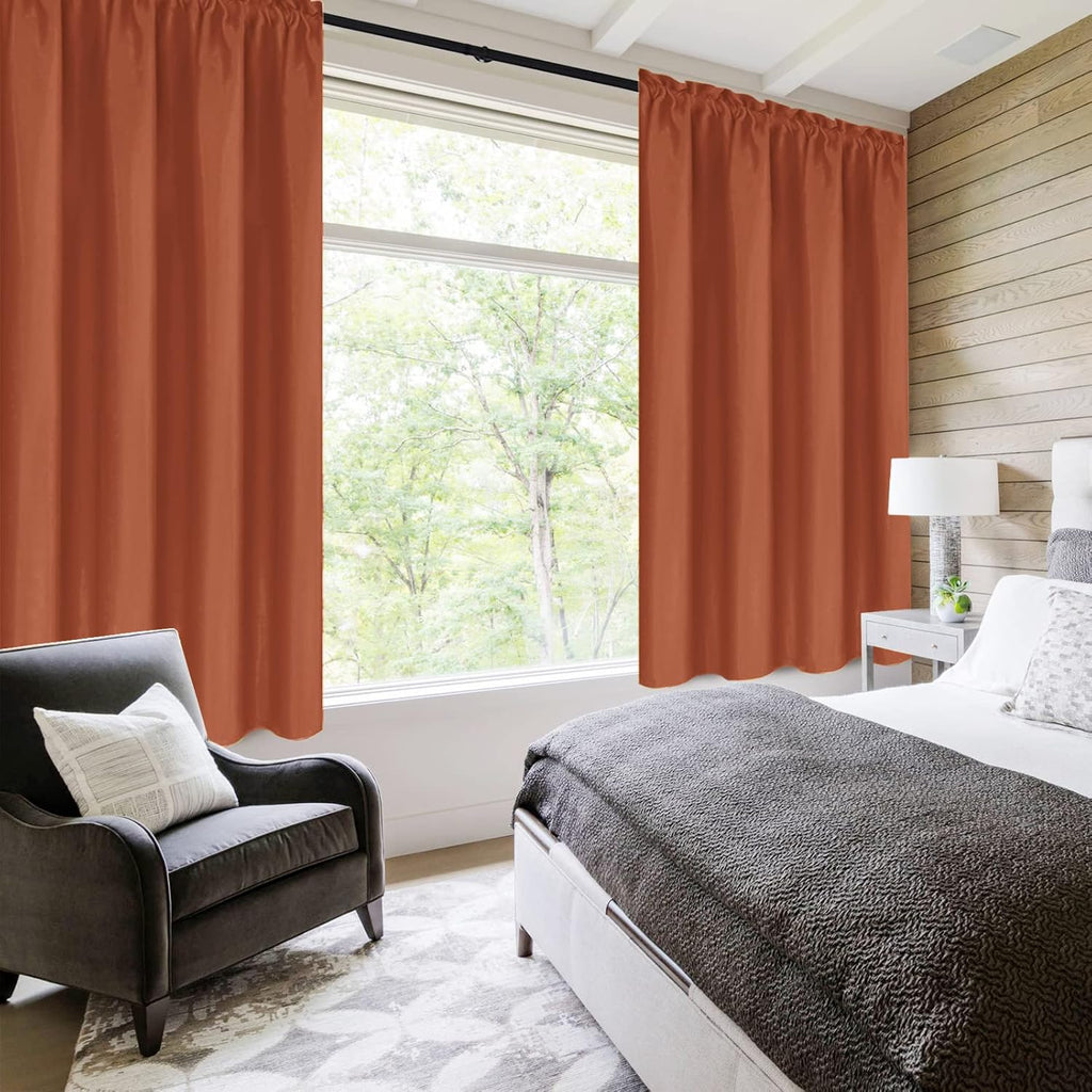 DWCN Blackout Curtains Thermal Insulated, Energy Saving & Noise Reducing Bedroom and Living Room Curtains, Burnt Ochre, W 38x L 63 Inch…