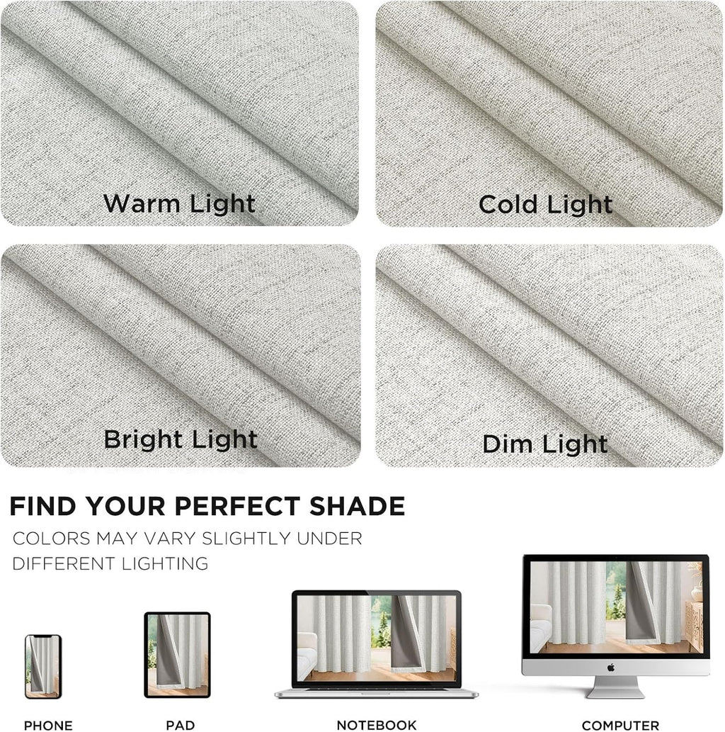 Joydeco Blackout Curtains for Bedroom - 90 Inch Long 100% Light Blocking 2 Panels Set White Drapes, Thermal Insulated Room Darkening…