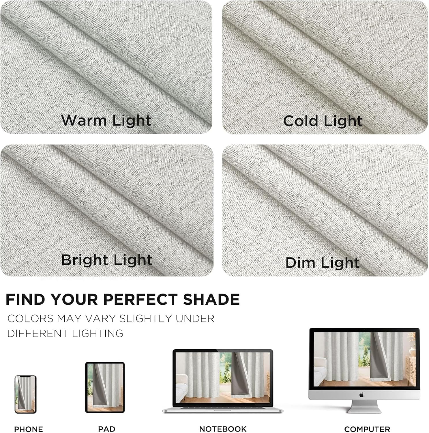 Joydeco Blackout Curtains for Bedroom - 90 Inch Long 100% Light Blocking 2 Panels Set White Drapes, Thermal Insulated Room Darkening…