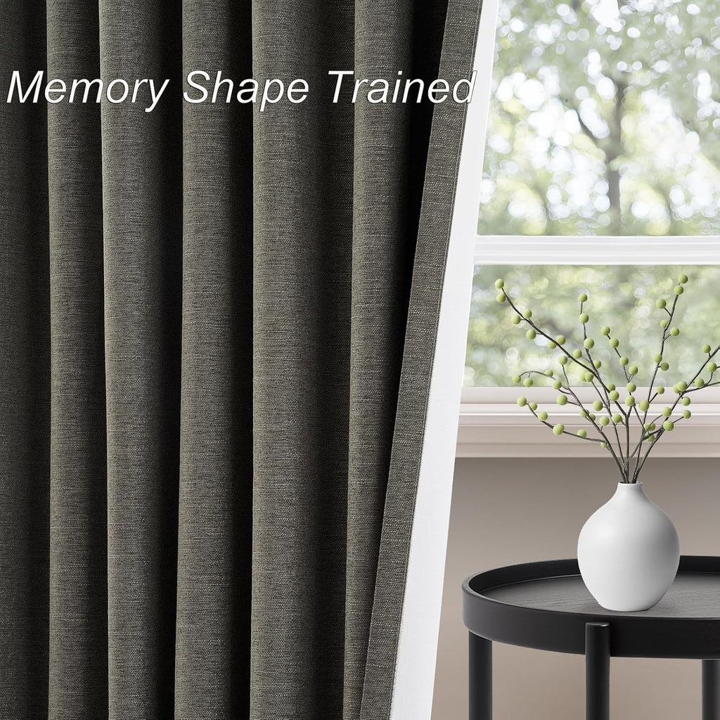Topfinel 94 Inch Long Gray Blackout Curtains for Bedroom 2 Panels Set Modern Linen Blend Texture Back Tab Pleated Floor to Ceiling Thermal…