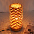 Arturesthome Bamboo Desk Light Woven Boho Beside Lamp Vintage Wicker Wooden Nightstand Lamp for Living Room, Kids Room, Nursery Room Decor
