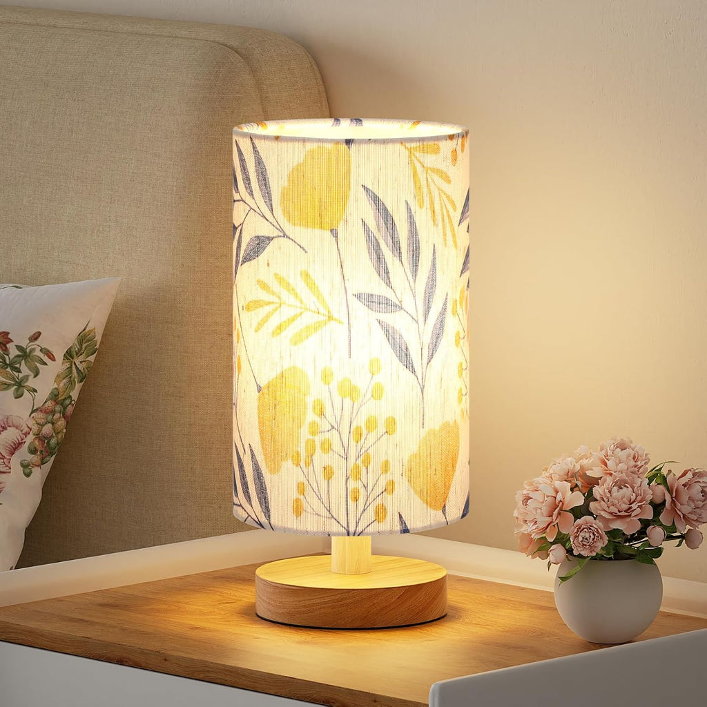 Fenmzee Ginkgo Table Lamp for Bedroom - Inline Control, Small Bedside Lamp with 3000K A15 LED Blub, Easy Assembly (Ginkgo Cream Shade, 9"…