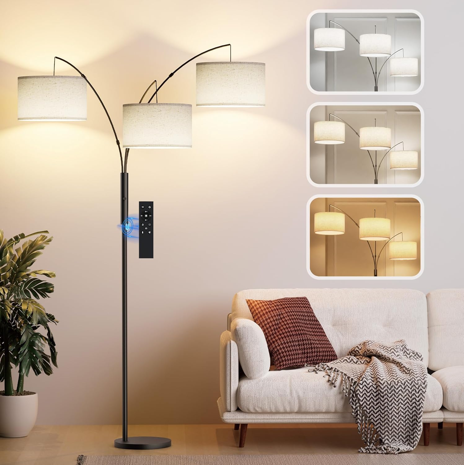 SIBRILLE 27W Floor Lamps for Living Room - Super Bright Dimmable Tree Floor Lamp, Modern Standing Lamp with Remote & Touch Control, 3…