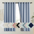 NICETOWN Stone Blue Vintage Linen 100% Blackout Curtains for Kitchen, Thermal Insulated Curtains 63" Long, Noise Reducing Window…