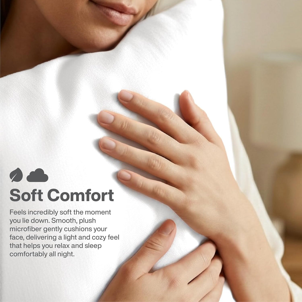 Queensbay Standard Pillow Cases Set of 2, Microfiber Cooling Pillowcases, Soft Breathable Envelope Closure Pillow Covers, Wrinkle Free Easy…