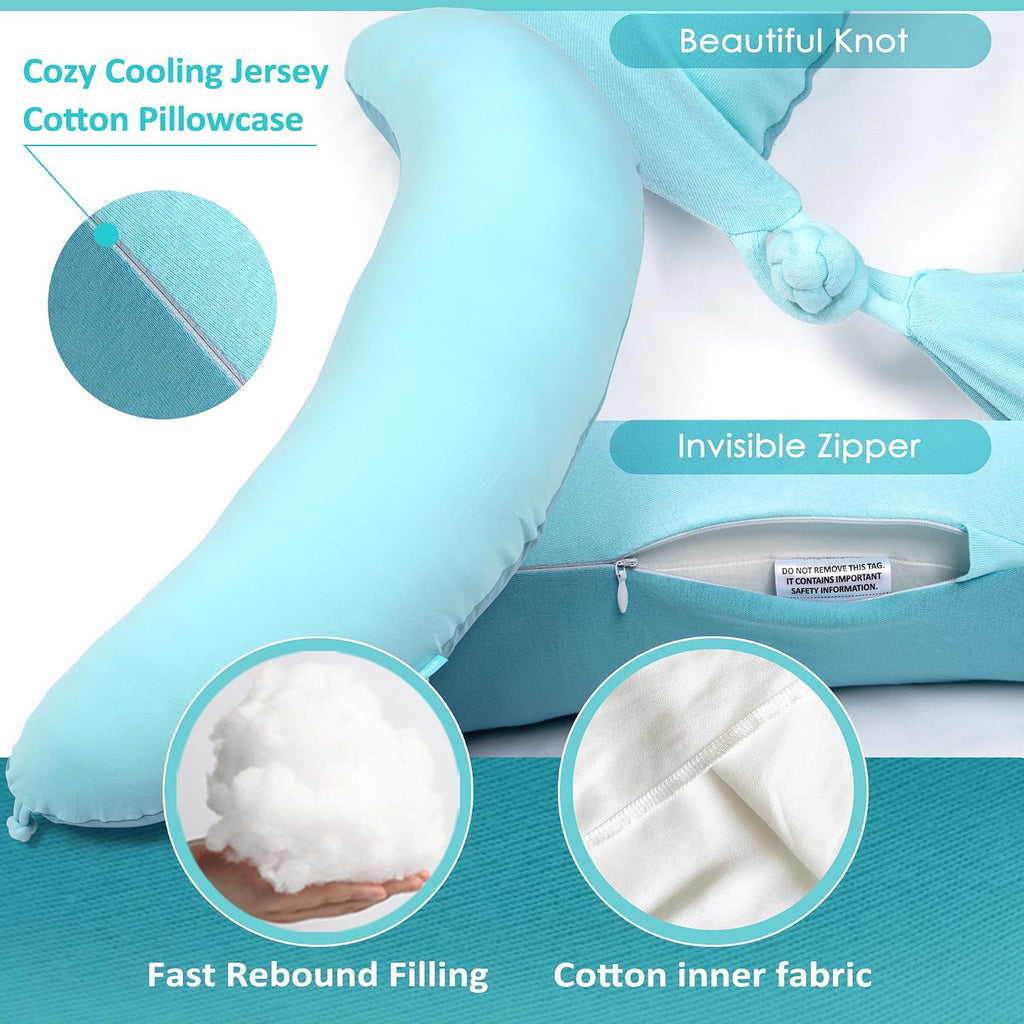BYRIVER 43" Mint Green Blue Cooling Body Pillow for Adults Women Men, Side Sleeping Pregnancy Leg Support Pillow (XL)