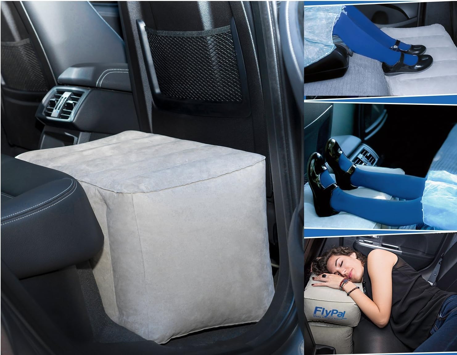 Flypal Inflatable Foot Rest Pillow, Kids Airplane Bed | Adjustable Height Leg Rest for Travel & Office | Improves Comfort & Circulation…