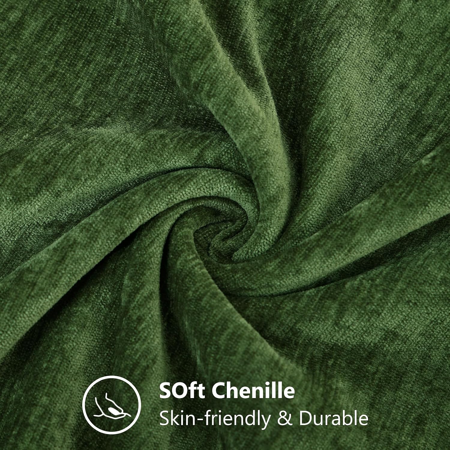 decorUhome Chenille Moss Green Throw Pillow Covers 24x24 Inch Set of 2, Decorative Soft Couch Pillow Covers Solid Dyed Accent Farmhouse Neu…