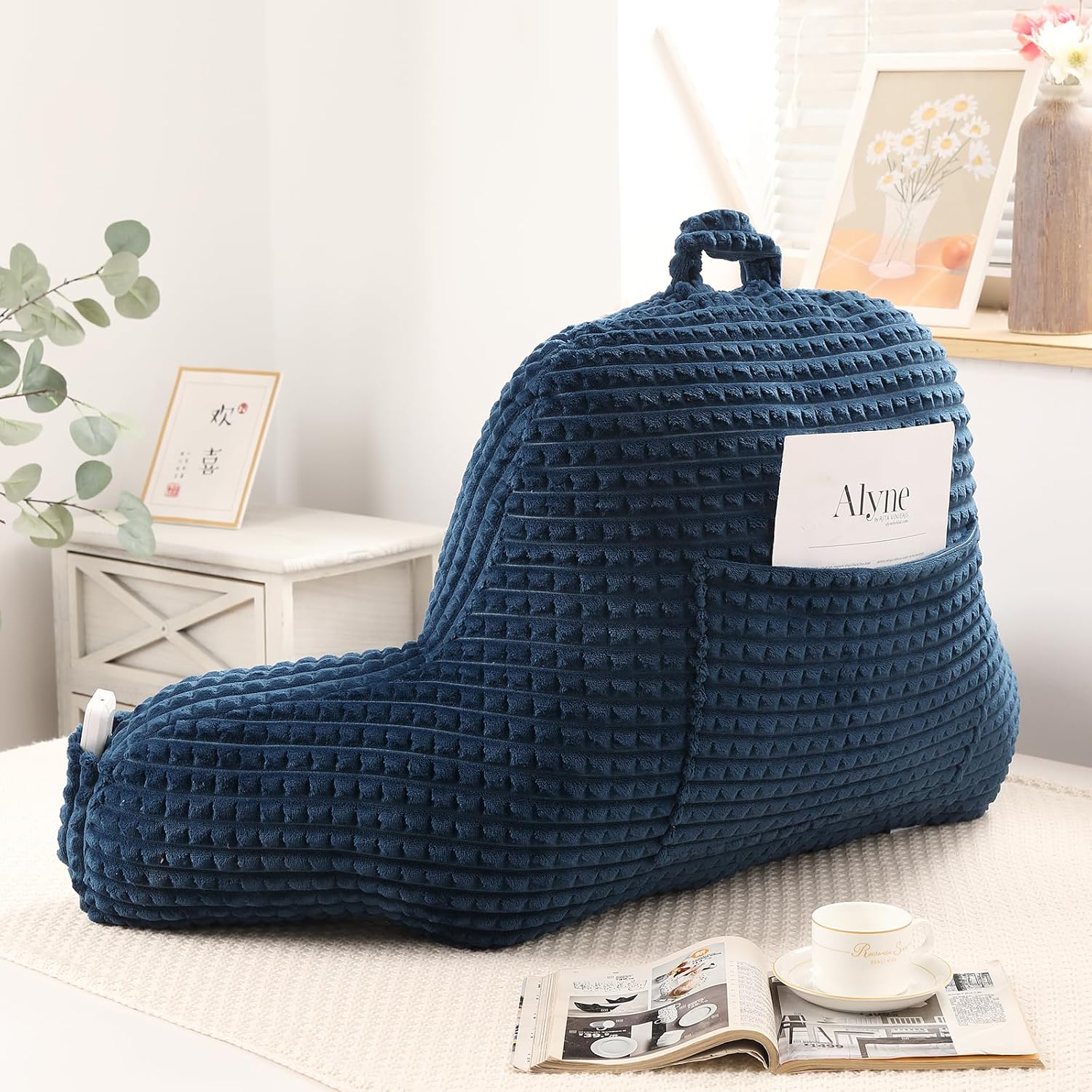 Pajeo Multi-Purpose Bed Pillow for Sitting Up,19" Flannel Backrest Pillow with Arms for Seniors & Pregnancy Support, Oeko-TEX Certified Sitt…