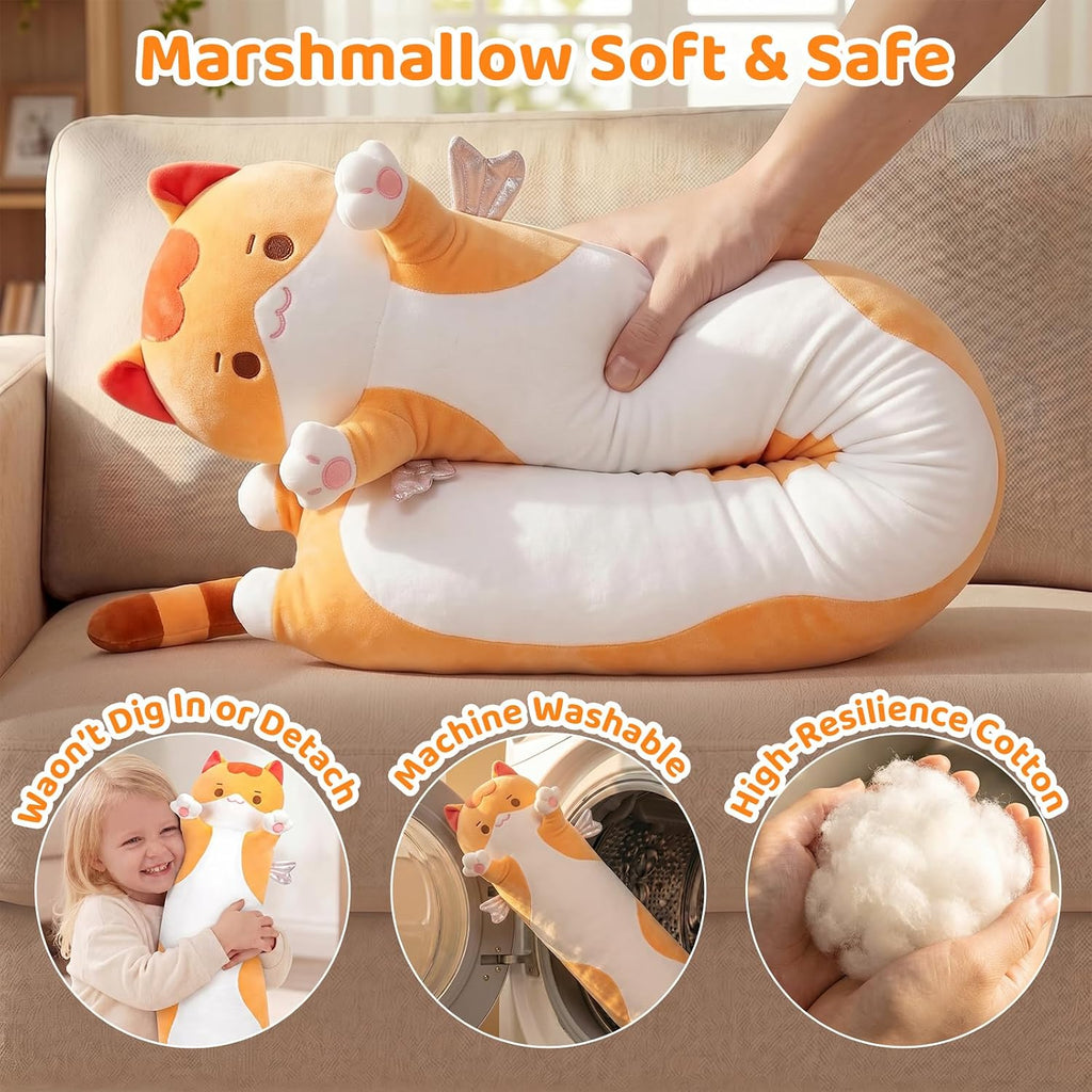 Mewaii Long Cat Plush 5 Sizes, 120% Extra Filling Giant Plushness Kids Body Pillow, Kawaii Cute Brown Cat Stuffed Animals Plushies, Big…