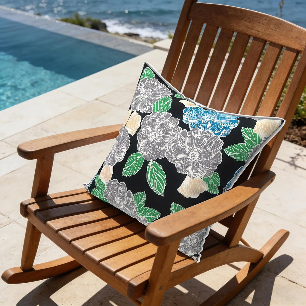LVTXIII Outdoor/Indoor Pillow Covers, Patio Fade Resistant Throw Pillow Covers ONLY, Waterproof Farmhouse Accent Cushion Cases for Sofa…